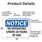 Signmission No Operators Under 18 Years Of Age OSHA Notice Sign, Aluminum, 14in W x 10in L, 2PK OS-2PACK-NS-A-1014-L-16153 - alternate 2